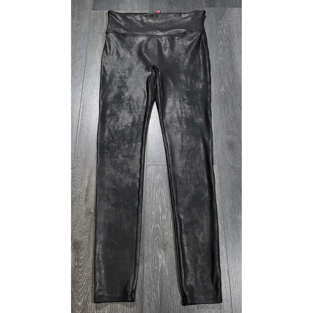 Spanx Faux‎ Leather Ankle Leggings Women L Black Stretch Comfort Casual City